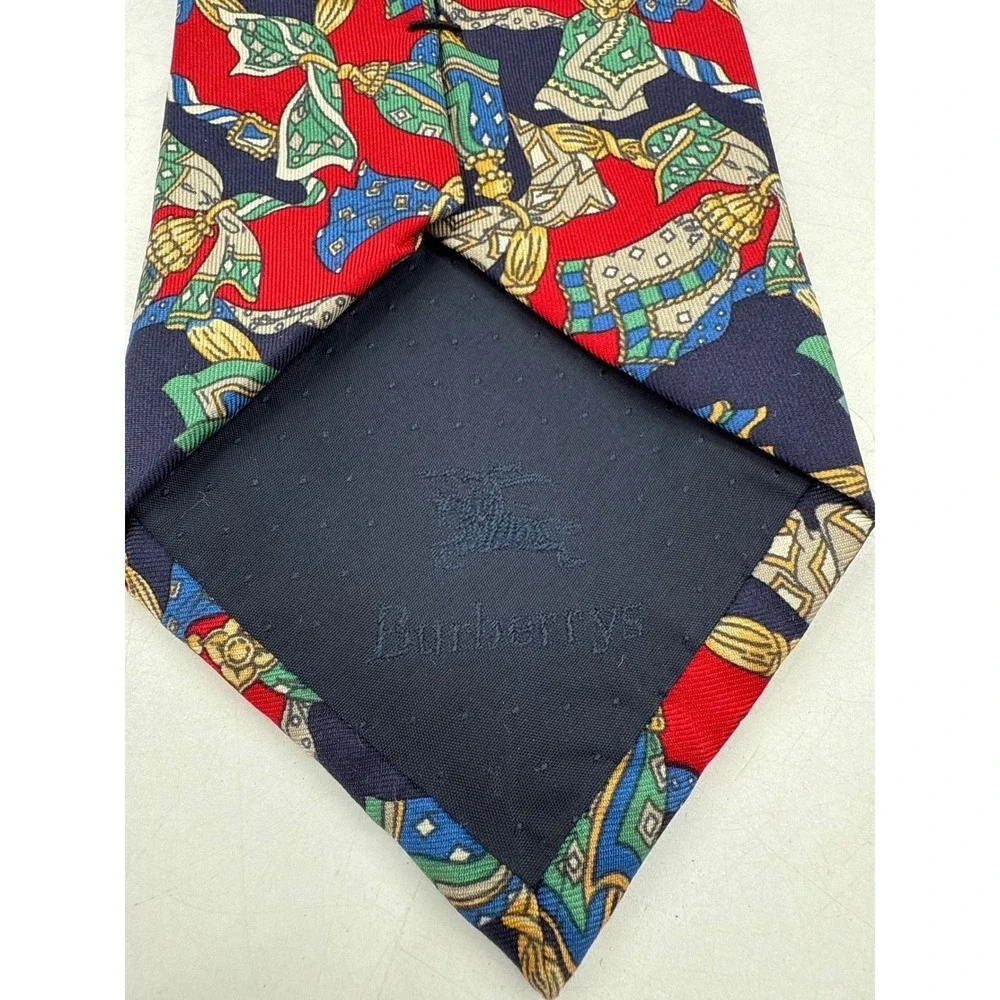 Burberrys Silk Tie Men's Blue Red Gold Green‎ Designer Luxury Necktie 62